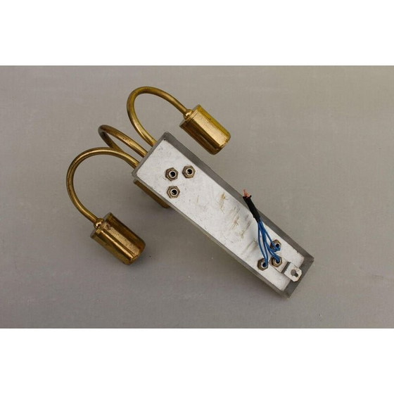 Image 1 of Art Deco-Wandlampe aus Messing, 1940er Jahre