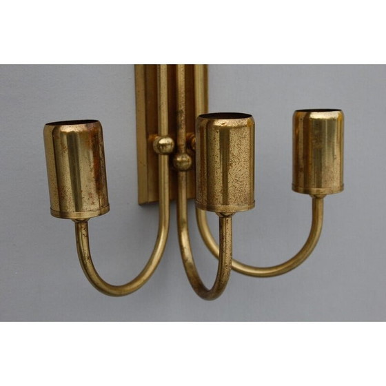 Image 1 of Art Deco-Wandlampe aus Messing, 1940er Jahre