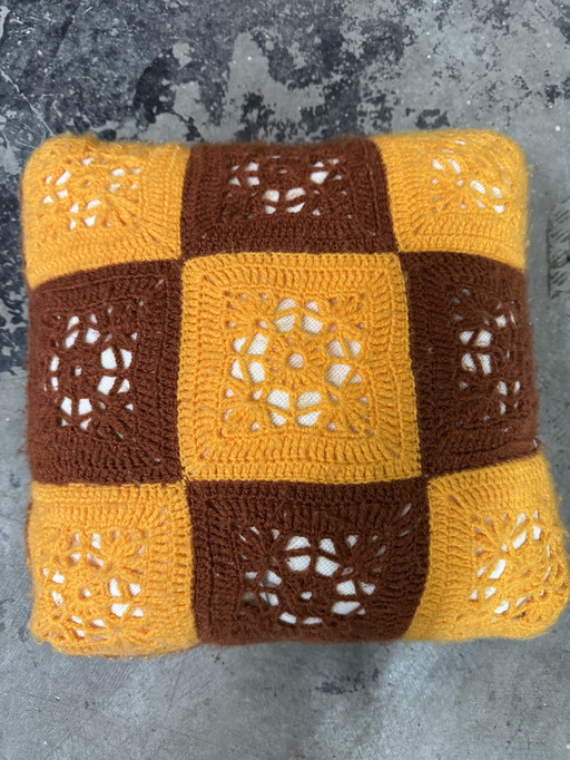 Vintage Kissen Schaluppe mit Kissen gehäkelt