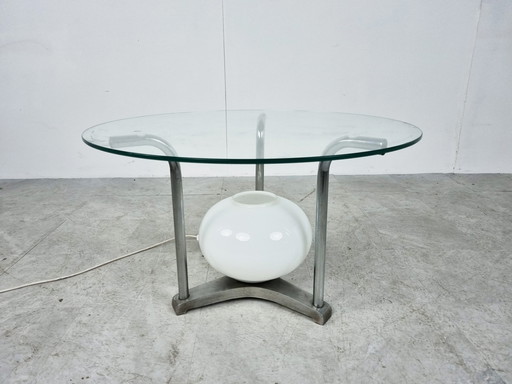 Beleuchteter Couchtisch aus Chrom, 1970er Jahre