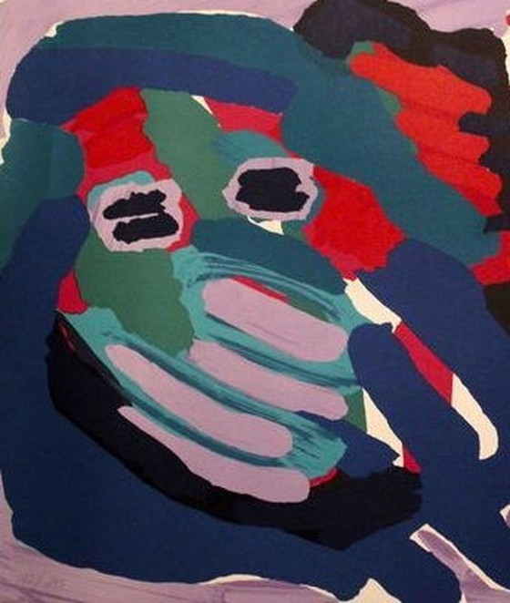 Image 1 of Kakel Appel Gr Farblithographie Another Blue Head Again Handsigniert.