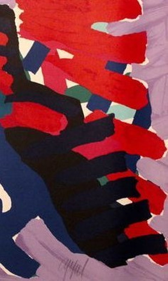 Image 1 of Kakel Appel Gr Farblithographie Another Blue Head Again Handsigniert.