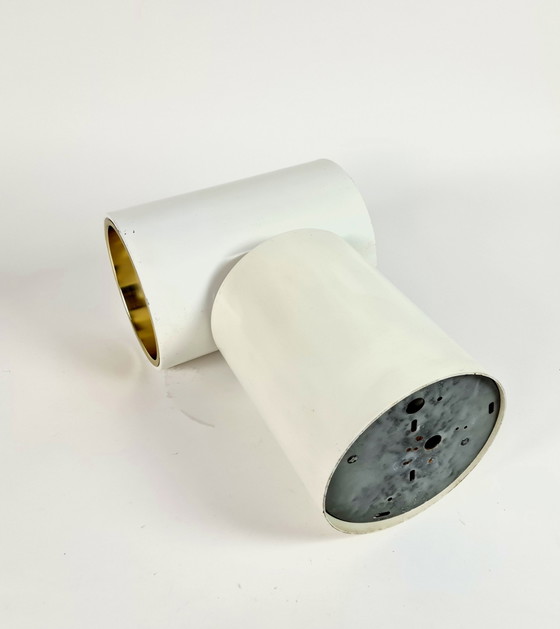 Image 1 of Niederländisches Design – Raak Amsterdam – Deckenleuchte – (2 Stück) – weiß lackierte Aufbauleuchte – goldfarbener Spiegelreflek