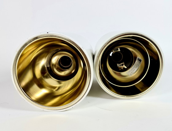 Image 1 of Niederländisches Design – Raak Amsterdam – Deckenleuchte – (2 Stück) – weiß lackierte Aufbauleuchte – goldfarbener Spiegelreflek