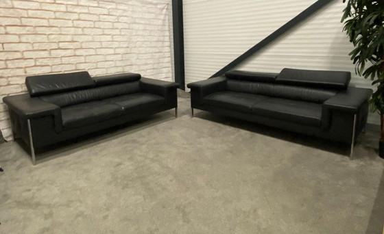 Image 1 of Montel 3 + 2,5 Sitzer Anthrazit Echtleder Sofa Set