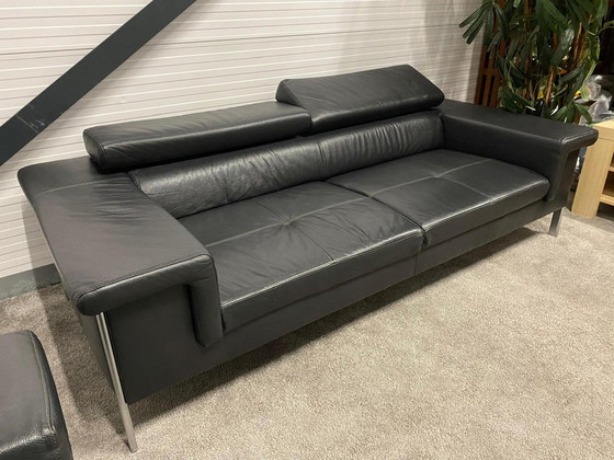 Image 1 of Montel 3 + 2,5 Sitzer Anthrazit Echtleder Sofa Set