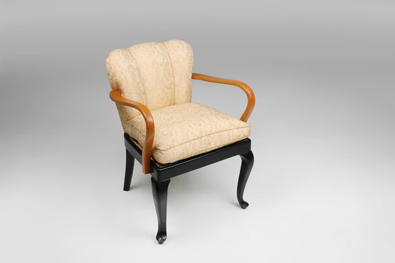 Image 1 of Art Deco Sessel aus Buchenholz, Frankreich, 1940er Jahre
