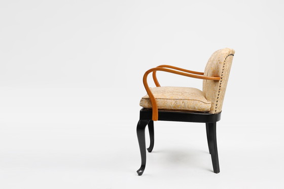 Image 1 of Art Deco Sessel aus Buchenholz, Frankreich, 1940er Jahre