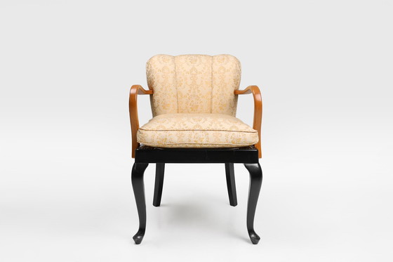 Image 1 of Art Deco Sessel aus Buchenholz, Frankreich, 1940er Jahre