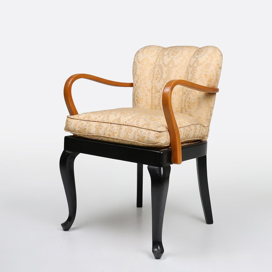 Image 1 of Art Deco Sessel aus Buchenholz, Frankreich, 1940er Jahre