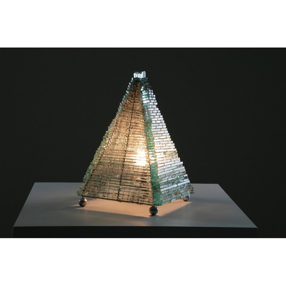 Image 1 of Pyramidenlampe aus Glas und Metall, 1970er Jahre