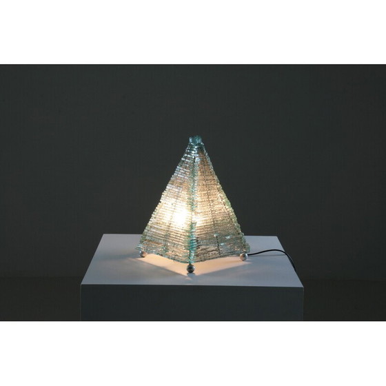 Image 1 of Pyramidenlampe aus Glas und Metall, 1970er Jahre