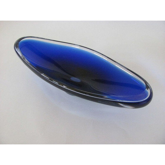 Image 1 of Ovale blaue Glasschale, Tschechoslowakei 1960