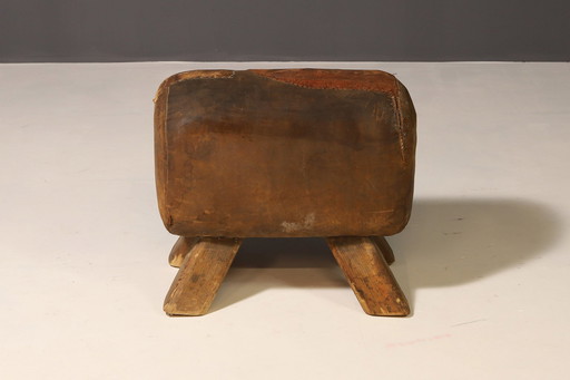 Vintage Leder Gymnastikhocker | 1930er Jahre, Tschechoslowakei
