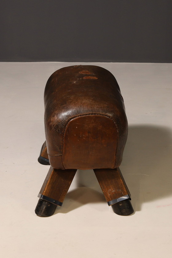 Image 1 of Vintage Leder Gymnastikhocker | 1930er Jahre, Tschechoslowakei