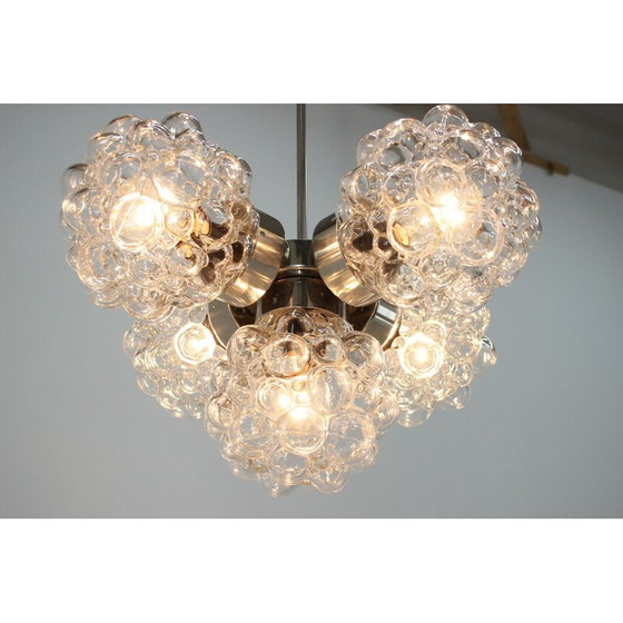 Image 1 of Vintage Stehlampe und Kronleuchter aus Chromstahl und Glas, Tschechoslowakei 1970