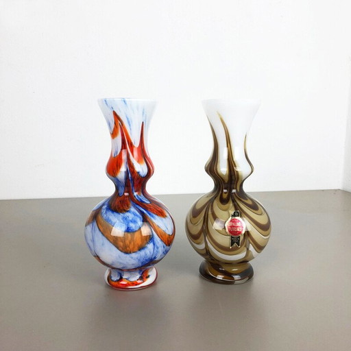 Satz von 2 Vasen aus Opalglas italienische Pop-Art 1970