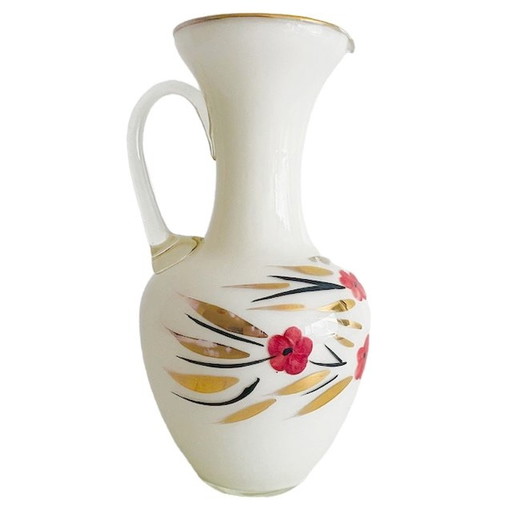 Vintage Art Deco Vase Opalin Krug weiß 1930er Jahre