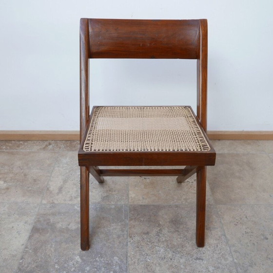 Image 1 of Satz von 4 Bibliotheksstühlen von Pierre Jeanneret, Indien 1960
