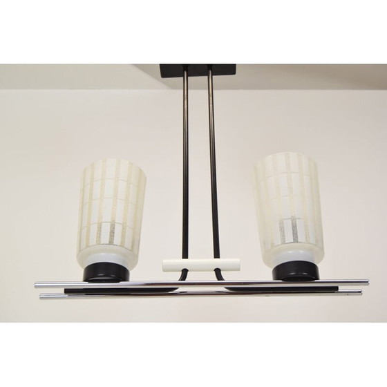 Image 1 of Vintage-Kronleuchter aus Glas und lackiertem Metall, Tschechoslowakei 1970