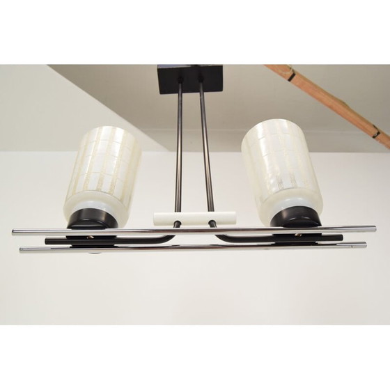 Image 1 of Vintage-Kronleuchter aus Glas und lackiertem Metall, Tschechoslowakei 1970