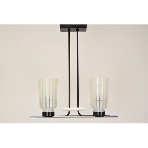 Vintage-Kronleuchter aus Glas und lackiertem Metall, Tschechoslowakei 1970