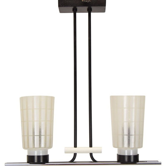 Image 1 of Vintage-Kronleuchter aus Glas und lackiertem Metall, Tschechoslowakei 1970
