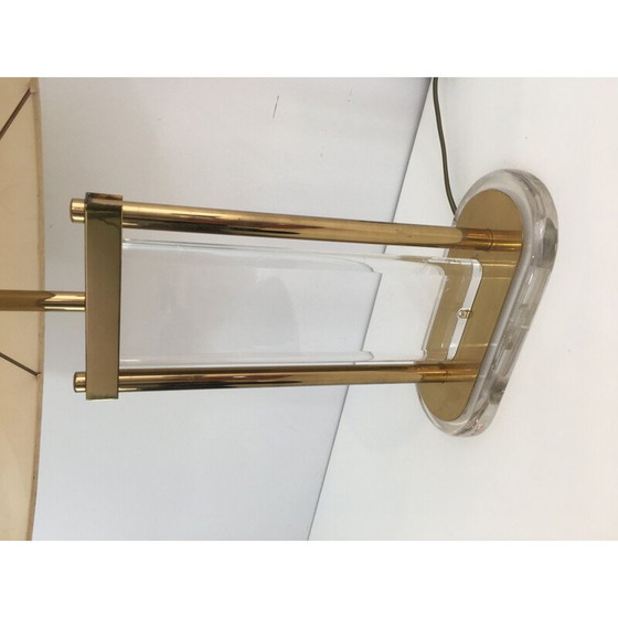 Image 1 of Tischleuchte aus vergoldetem Messing und Plexiglas, 1970