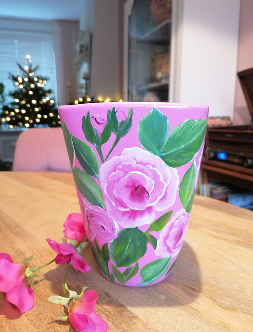 Handbemalte Vase 'Rosen'