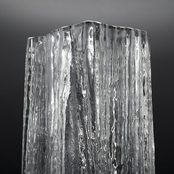 Image 1 of Rosenthal Martin Freyer Brutalistische Arktis Glasvase "Glasstruktur" 33Cm