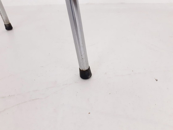 Image 1 of Satz von 3 verchromten Hockern mit cognacfarbener Lederauflage, 1960er Jahre