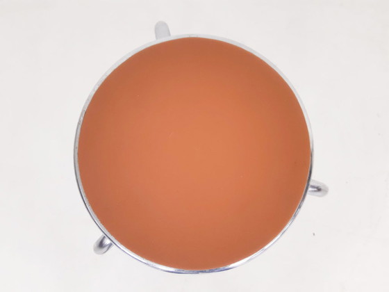 Image 1 of Satz von 3 verchromten Hockern mit cognacfarbener Lederauflage, 1960er Jahre