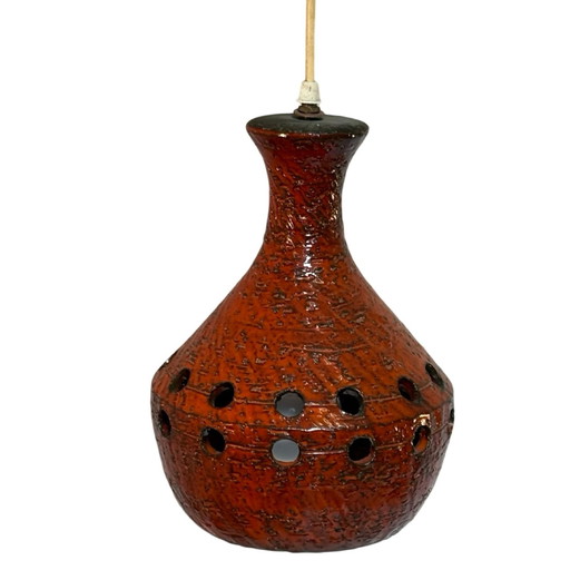 Fat Lava - Keramische Hängeampel - Midcentury - Deutschland - Boho - Rot, Trompetenförmig