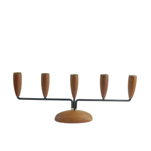 Vintage Teak Kerzenhalter Lüthje Denmark 1960Er