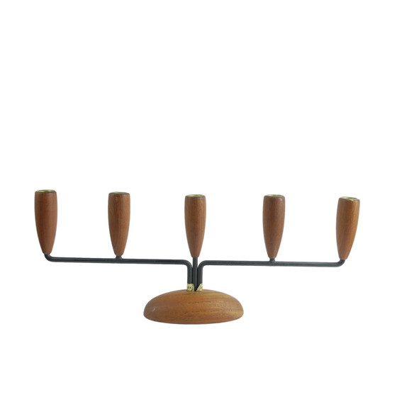 Image 1 of Vintage Teak Kerzenhalter Lüthje Denmark 1960Er