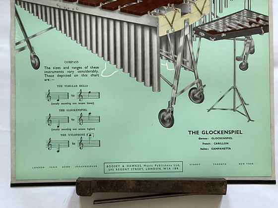 Image 1 of Vintage Poster Boosey & Hawkes – Orchesterinstrumente – Das Xylophon und die Röhrenglocken