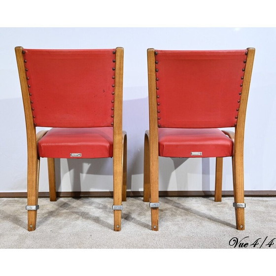 Image 1 of Paar Vintage-Stühle "Bow Wood" aus massiver Esche von Hugues Steiner, Frankreich 1950
