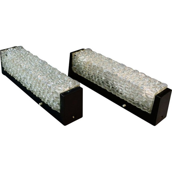 Image 1 of Paar Vintage-Wandleuchter aus Bakelit und Glas, 1930