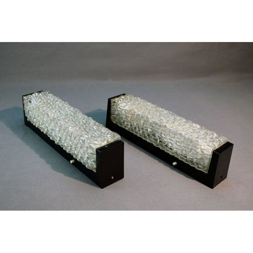 Paar Vintage-Wandleuchter aus Bakelit und Glas, 1930