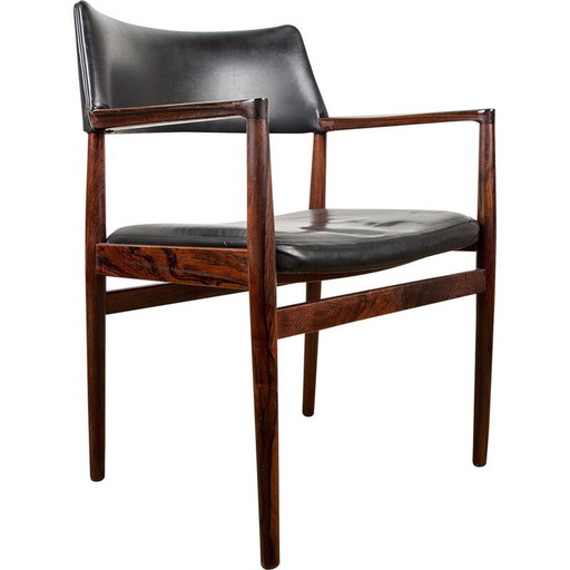 Dänischer Vintage-Sessel aus Palisander und Leder von Erik Worts für Soro Stolefabrik