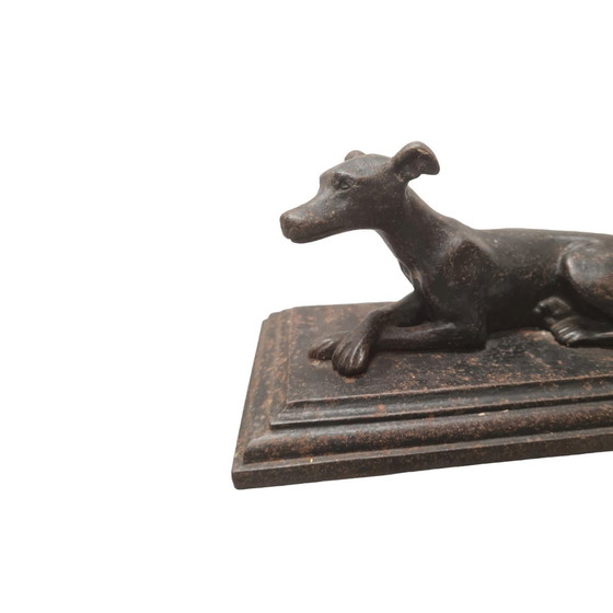 Image 1 of Französische Gusseisenstatue eines Windhundes, um 1900