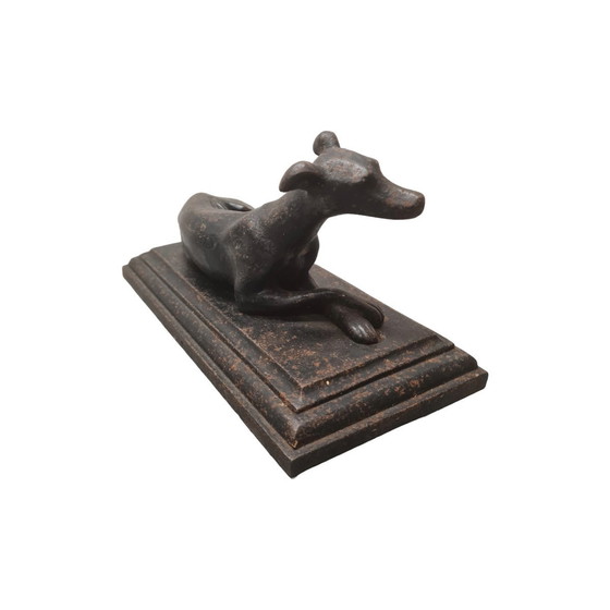 Image 1 of Französische Gusseisenstatue eines Windhundes, um 1900