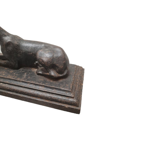 Image 1 of Französische Gusseisenstatue eines Windhundes, um 1900