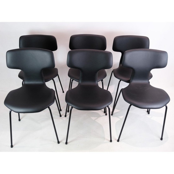 Image 1 of Satz von 6 alten T-Stühlen Modell 3103 von Arne Jacobsen für Fritz Hansen