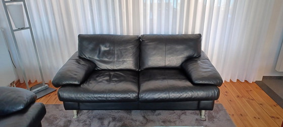 Image 1 of Schwarzes Leder Moderne Sitzkombination Marke Erpo