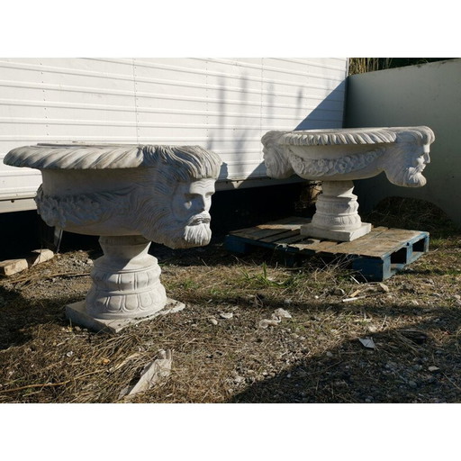 Paar Waschbecken aus Carrara-Marmor, 1920