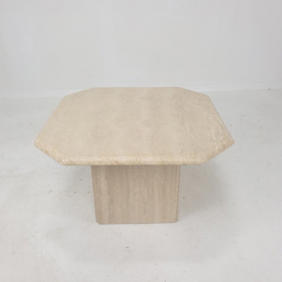 Image 1 of Italienischer Vintage-Couchtisch aus Travertin, 1980er Jahre