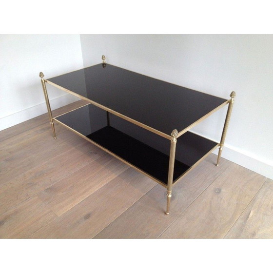 Image 1 of Vintage Couchtisch aus Bronze und Messing für Maison Baguès, Frankreich 1940