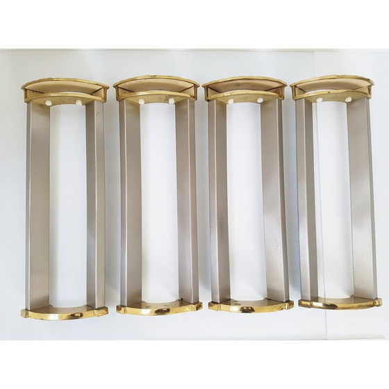 Image 1 of Vintage Couchtisch aus Messing, Stahl und Glas, 1970