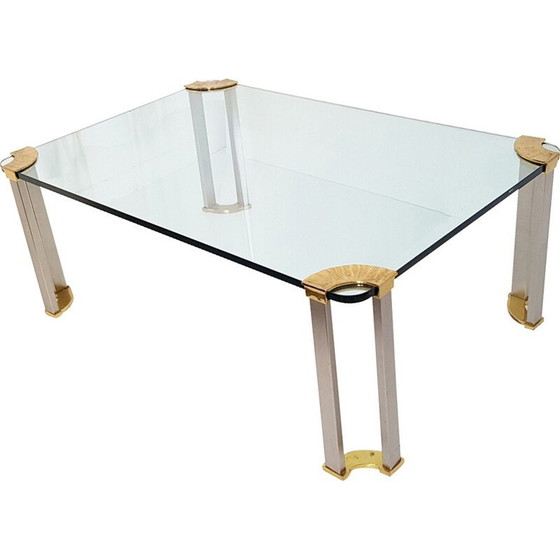 Image 1 of Vintage Couchtisch aus Messing, Stahl und Glas, 1970